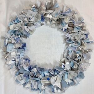 XL HANUKKAH RAG WREATH 18" HANDCRAFTED DOOR WALL DECOR BEAUTIFUL GIFT HOLIDAY